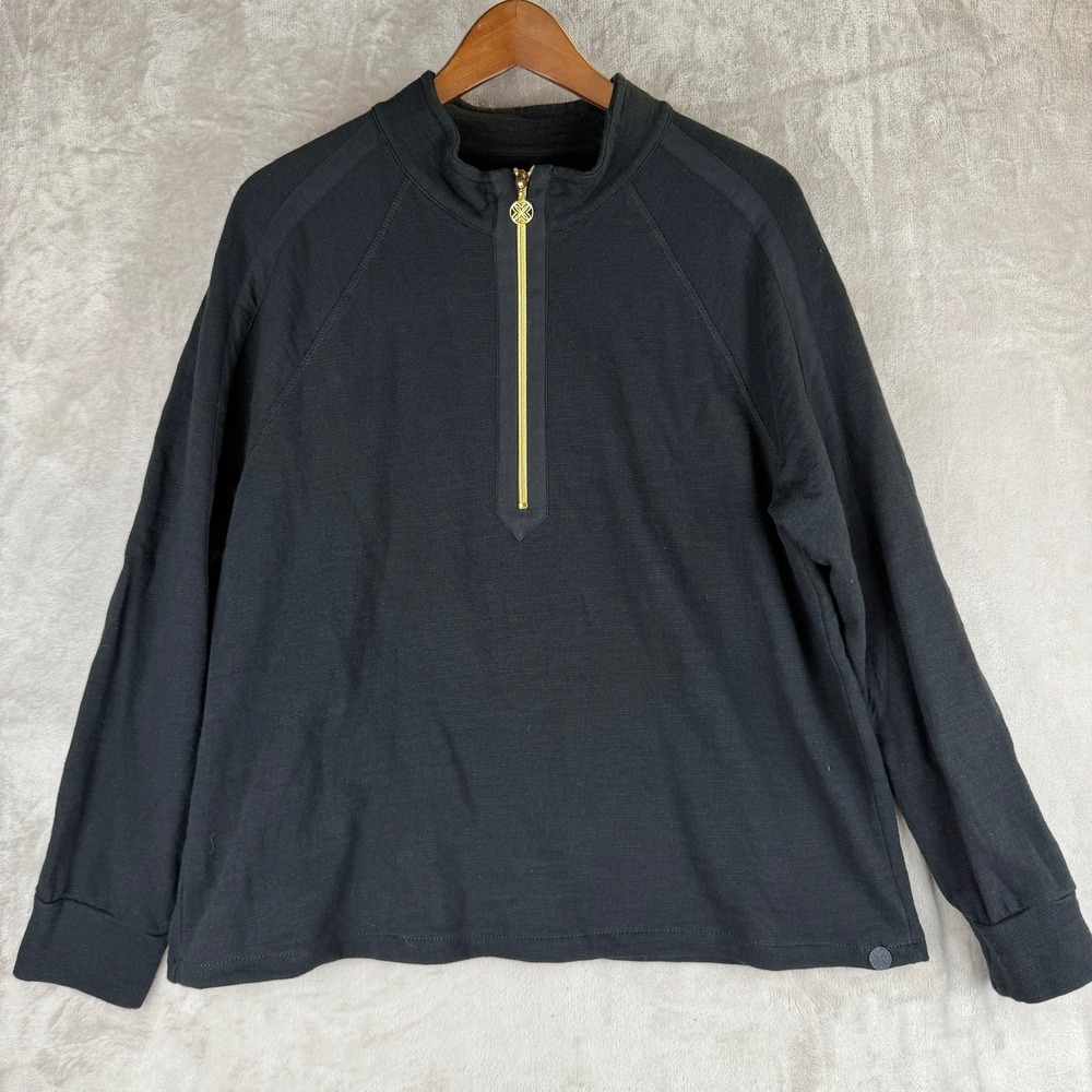Lilly Pulitzer Womens Black Gold Quarter Zip Pullover Mock Neck Top XL RN# 88189